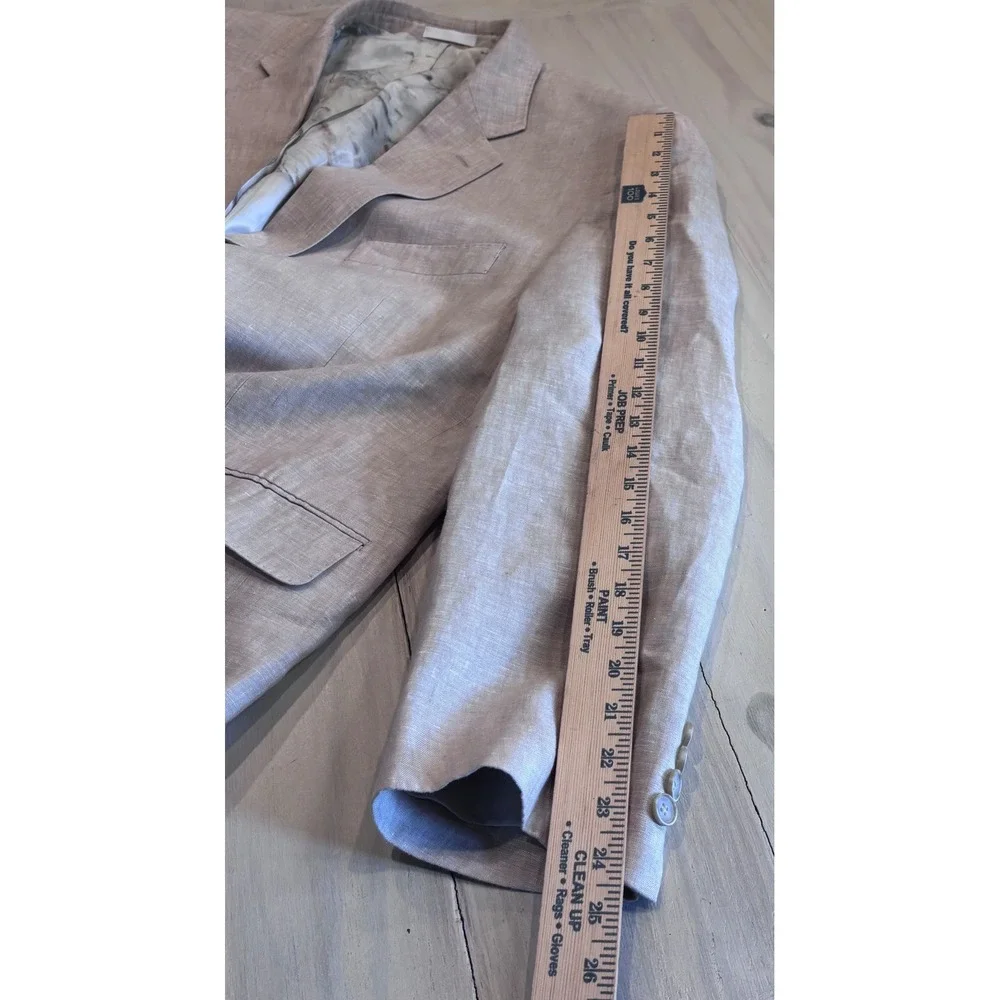 Tallia Mens 52R 100% Linen Blazer Sport Coat Tan Beige 2 Button Side Vent EUC